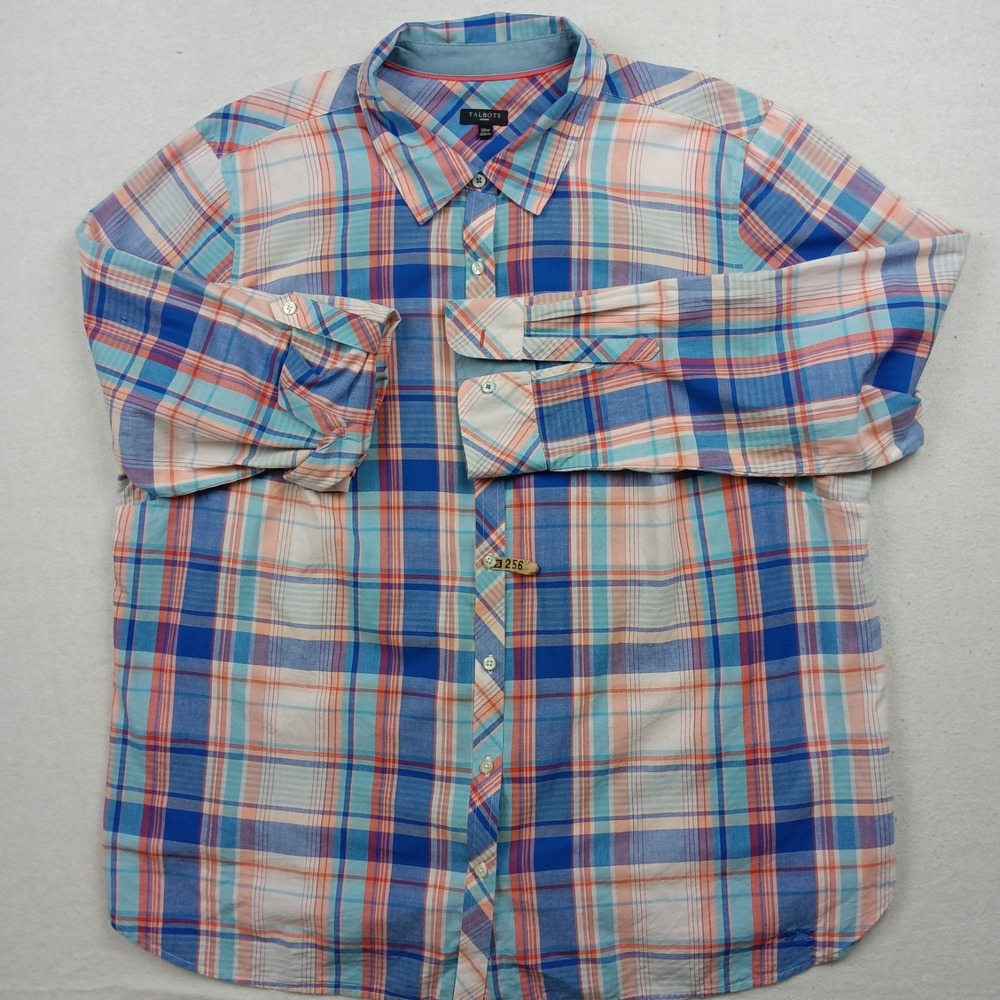 Talbots Woman - Long Sleeve Plaid Shirt with Roll Tab Cuffs – Size 20W